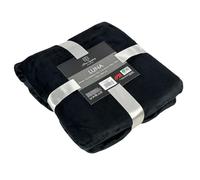 Euromat Couverture Microfibre Flanelle - Plaid Uni Doux et Confortable pour Canapé ou Lit (150x200 cm) (Noir)