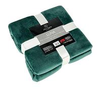 Euromat Couverture Microfibre Flanelle - Plaid Uni Doux et Confortable pour Canapé ou Lit (150x200 cm) (Vert Foncé)