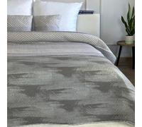 Euromat Couvre-Lit Quilt Matelassé avec 2 taies d'oreiller 40x40 cm- (Gris- SY-6841, 180x220 cm)