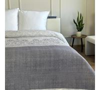 Euromat Couvre-Lit Quilt Matelassé avec 2 taies d'oreiller 40x40 cm- (Gris Violet- SY-7207, 180x220 cm)