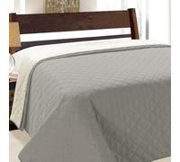 Euromat Couvre-lit Réversible 220x240 cm (sans taies d'oreiller) - Jeté de Lit Double Face Doux et Léger, Style Moderne pour Lit Double ou Queen (Vigo - Gris Clair Gris 010)