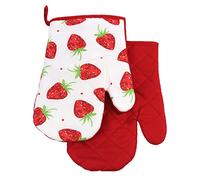 Euromat Lot de 2 Gants de Cuisine avec Aimant, Fruits Fraise/Rouge/Blanc/Vert, 2 TLG. Set