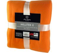 Euromat Plaid Polaire Uni - Jeté de Canapé ou Couverture de Lit - Doux et Léger (Orange, 150x200 cm)