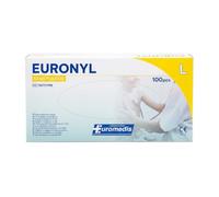 Euronyl Gants d'Examen Vinyle Sans Poudre - Boîte de 100 Gants Médicaux Non Stériles - Taille L - Usage Unique - Gants Vinyle Anti-Bactéries et Anti-Virus - Certifiés CE Dispositif Médical