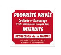 Europ-Arm Panneau akilux ''Propriété privée cueillette.'' 30 x 25 cm