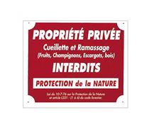 Europ-Arm Panneau aluminium ''Propriété privée cueillette .'' 30 x 25 cm