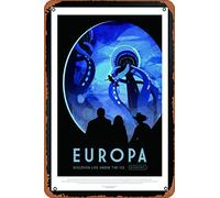 Europa NASA Space Travel Solar System Science Kids Map Galaxy Classroom Chart Earth Pictures Outer Planets Hubble Astronomie Lacky Way Educative Universe Print Black Art Metal Tin Sign Room Stuff