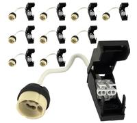 Europalamp 10 Douilles GU 10 en Céramique avec Connecteur Câble 2A 230V Douille de Lampe GU 10 Socket Adaptateur de Base avec Câbles Isolés pour Lampes LED GU10 Ampoules