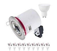 Europalamp - 10BBC20A5W03_NEW - 10 Spot BBC Orientable RT2012 IP20 Alu brossé + Ampoule GU10 5W Blanc Froid + Douille