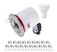 Europalamp - 20BBC20A7W01_NEW - 20 Spot BBC Orientable RT2012 IP20 Alu brossé + Ampoule GU10 7W Blanc Chaud + Douille
