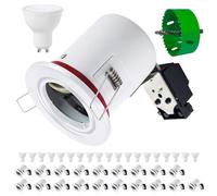 Europalamp - 20BBC20B7W02+SC_NEW - 20 Spot BBC Orientable RT2012 IP20 Blanc + Ampoule GU10 7W Blanc Neutre + Douille + Scie cloche 85mm