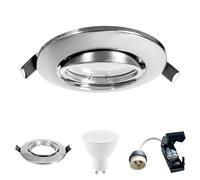 Europalamp 5 Spots encastrable orientable Alu Brossé avec GU10 LED de 7W eqv. 56W Blanc Neutre 4500K