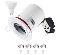 Europalamp - 5BBC20B7W02_NEW - 5 Spot BBC Orientable RT2012 IP20 Blanc + Ampoule GU10 7W Blanc Neutre + Douille
