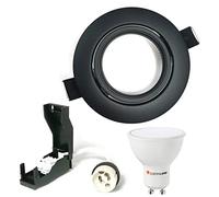 Europalamp - R-NM5W01_NEW - Kit complet Spot encastrable orientable Noir Matt avec GU10 LED de 5W eqv. 40W Blanc Chaud 3000K