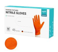 EUROPAPA DiamantGrip Diamant Lot de 46 gants jetables extra épais en nitrile Noir et orange Perfect Grip Gants de protection sans poudre Gants de travail sans latex (Orange, M)