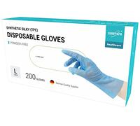 EUROPAPA® Lot de 100, 200, 300, 450 pièces - En TPE transparent et bleu - Gants jetables en caoutchouc sans latex - Non poudrés - Tailles S, M, L, XL (Bleu-200, L)
