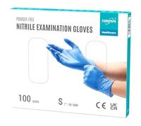 EUROPAPA® Lot de 100 gants jetables en nitrile - Non poudrés - Sans latex - Non stériles - Sans latex - Bleu océan