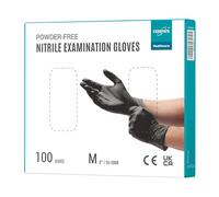 EUROPAPA® Lot de 100 gants jetables en nitrile sans poudre, sans latex, non stériles, sans latex, non stériles, sans latex, gloves disposibles (M, noir)