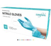 EUROPAPA® Lot de 100 gants jetables en nitrile sans poudre, sans latex, non stériles, sans latex, non stériles, sans latex, gloves disposibles (XS, Bleu Clair)