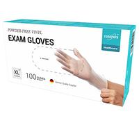 EUROPAPA® - Lot de 100 gants jetables en vinyle sans latex et non poudrés - Taille S, M, L et XL (Transparent, XL)