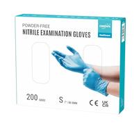 EUROPAPA® Lot de 200 gants jetables en nitrile sans poudre EN455 EN374 - Sans latex - Tailles S, M, L et XL disponibles (S, Bleu)