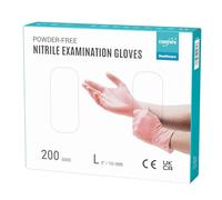 EUROPAPA® Lot de 200 gants jetables en nitrile sans poudre EN455 EN374 - Sans latex - Tailles S, M, L et XL disponibles (L, Rose bonbon)