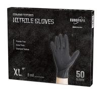 EUROPAPA® Lot de 50 gants jetables en nitrile extra épais DiamantGrip Diamant Perfect Grip Gants de protection de montage Gants de travail sans latex poudrés (8 mil, XL, noir)