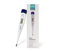 EUROPAPA Thermomètre numérique pour bébés, enfants et adultes, thermomètre oral, axillaire ou rectal, étanche avec alarme de fièvre (Bleu foncé)