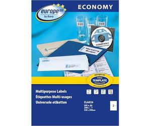 europe 100 - Boite de 200 étiquettes autocollantes multi-usages blanches 210 x 148 mm, compatibles Laser, Jet d'encre et Copieur (Lot de 5)
