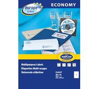 Europe 100 Étiquettes Autocollantes Blanches Personnalisables 210 x 197 mm pour Impression Laser, Jet d'Encre et Copieur