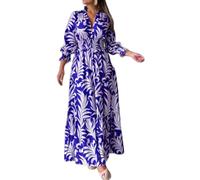 Europe, Amérique, automne et hiver nouvelle jupe longue pull taille pull bohème imprimé manches longues grande robe swing, Couleur 1#, M