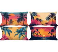 Europe du Nord Housse de Coussin 40x70 Paysage Coussin Exterieur Impermeable Lin Lot de 4 Rectangulaire Taie d'oreiller pour Canape Decoration Salon de Jardin Eté Automne Exterieur Terrasse 12k-04