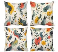 Europe Du Nord Housse de Coussin 50 X 50 cm Lot de 4, Housse Coussin Vert Sauge Taies d'Oreillers Double Face Impression Doux et Moelleux Taie Oreiller avec Fermeture Éclair Invisible, Salon -lsy543D