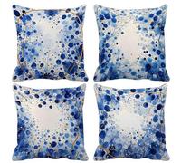 Europe Du Nord Housse de Coussin 70x70 cm Lot de 4, Housse Coussin Bleu Taies d'Oreillers Double Face Impression Doux et Moelleux Taie Oreiller avec Fermeture Éclair Invisible, Salon Chambre -lsy54M1