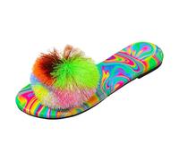 Europe et États Commerce Extérieur Grande Taille Fond Plat Un Mot Pantoufles Femme Nouveaux Vêtements D'extérieur Couleur Bonbon Sandales De Plage Pantoufles Chaussures Plates Marron (Orange, 37)