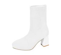 Europe et États-Unis Commerce extérieur pour des bottes épaisses à tête ronde après la sangle Modèles classiques et bottines courtes, blanc, 37 EU