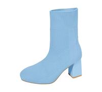 Europe et États-Unis Commerce extérieur pour des bottes épaisses à tête ronde après la sangle Modèles classiques et bottines courtes, bleu ciel, 36 EU