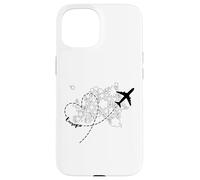 Europe Floral Continent Heart Avion Adventure Traveler Coque pour iPhone 15