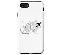 Europe Floral Continent Heart Avion Adventure Traveler Coque pour iPhone SE (2020) / 7 / 8