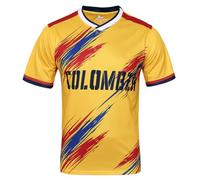 Europe Football Coupe T-Shirt Allemagne Drapeau National Impression Stretch Coupe de l'America Séchage Rapide Manche Courte Tee Shirt Jersey Maillot Entraînement Colombie XL