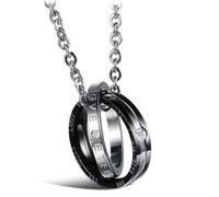 Europe Les États-Unis Personnalité transfrontalière Double Ring en Acier Inoxydable Pendant Collier Collier Collier Wh