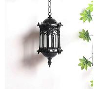 Europe Luminaire Suspendu Extérieur Rétro Jardin Balcon Pendentif Plafonnier Hôtel Restaurant Décoration Éclairage Lampe Villa Porte Plafonnier Vintage Porche Pendentif Lumière (Couleur : Noir)