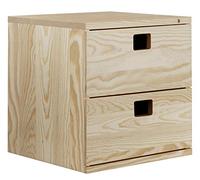 Europe & Nature DMCAJ299 DINAMIC Bloc de Rangement 2 Tiroirs, Pin, Beige, 36,2 x 33 x 36,2 cm
