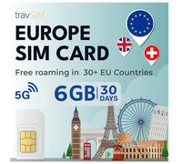 Europe SIM Card6GB Data with 4G/5G SpeedsUnlimited CallsUsable in UK,Switzerland and Over 30 EU CountriesPlan is valid for 30 days