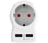 Skross Adaptateur électrique EUROPE TO USA+ – 2 ports USB – Blanc