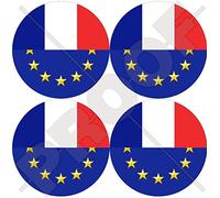 Europe Union Européenne-France Drapeau Roundels UE-FR Français, 50mm Vinyle Autocollants, x4 Stickers