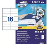 europe100 - Papier - adhésif permanent - blanc - 105 x 35 mm 1600 étiquette(s) (100 feuille(s) x 16 étiquettes multi-emploi