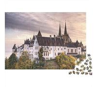European Castle 1000 Piece Jigsaw Puzzle Recyclable Historic Architecture Puzzles for Elderly Famille Temps de Jeu Accessoires Soulager Démence Sénile Great Cadeau 38x26cm/1000pcs