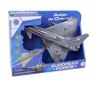 EUROPEAN FORCE - Avion de Chasse - Véhicules À Friction - 021171 - Gris - Plastique - Militaire - Jouet Enfant - Véhicules d'Interventions - 26 cm x 20 cm - À Partir de 3 Ans