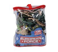 EUROPEAN FORCE - Set Complet d'un Champ de Bataille Militaire avec 130 Soldats - Soldats - 180118 - Vert - Plastique - Militaire - Jouet Enfant - Miniature - À Partir de 3 Ans
